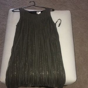 Parker fringe and sequins olive dress